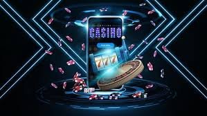 Ilustrasi pengguna sedang menikmati hiburan sports dan casino di perangkat mobile dengan latar gelap